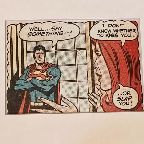 Superman RedHead lady comic Art matted pop cute retro kiss or slap - Picture 3 of 4